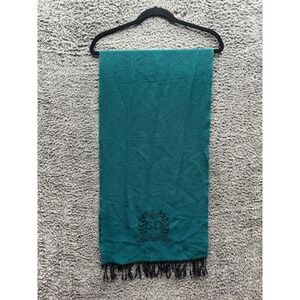 Vintage Christian Dior Printed Logo Cashmerre Scarf Teal 63.5" x‎ 14.75"